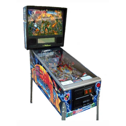 LEAD TIME NOTED ABOVE ON GAME PAGE. 50% DEPOSIT TO RESERVE GAME AND GET IN REFURBISHED QUEUE Medieval Madness Pinball Machine Medieval Madness pinball machine was released in June 1997 by Williams. Designed by Brian Eddy and programmed by Lyman Sheats, Medieval Madness had a production run of 4,016 units. It was an immediate critical and popular success, earning well on location and achieving widespread popularity among collectors. Demand for the machine soon outstripped supply significantly, and today it is one of the most collectible and expensive machines. Much of the game’s dialogue was written by Scott Adsit and Kevin Dorff, at the time, members of the Second City Mainstage in Chicago. Gameplay: The centerpiece of the playfield is an animated castle with a solenoid-controlled portcullis and motorized drawbridge. One of the game’s primary objectives is to “destroy” six castles by hitting the castle’s entryway with the pinball. A specific number of hits will lower the drawbridge, exposing the portcullis; additional hits will cause the portcullis to rise, and shooting the ball into the castle entrance generates an explosion effect on the dot matrix display, a lightshow, and a sizable award of points. Medieval Madness also features two Trolls, animated targets that are normally concealed below the playfield, but can pop up during certain gameplay modes. Other objectives can be scored by shooting the left and right ramps, the left and right orbits, and the catapult ramp in the lower left corner of the playfield. The game’s ramps introduced a patented feature that would prevent a failed ramp shot from draining straight down the middle between the flippers. [2] Missions: In order to get to the Wizard Mode “Battle for the Kingdom” one has to achieve the following goals: Joust Champion: Shooting the loop(s) advances Joust and finally lights Joust Madness. Patron of Peasants: Shooting the left ramp advances the Peasants and finally lights Peasant Madness. Catapult Ace: Shoot the catapult to shoot various items at the castle (Catapult Madness). Defender of Damsels: Shoot up the right ramp to advance the Damsel. The final shot up the tower lights Damsel Madness. Master of Trolls: Light the Trolls by hitting the targets in front of the castle. Collect the Trolls in “Merlin’s Magic” and finish them off by three shots at the head each to light Troll Madness. Castle Crusher: Destroy the castle. All these goals have to be repeated several times to get the corresponding insert in front of the castle to light up. Multiballs: Castle Multiball: Light the Lock at the broad side (hole to the left of the castle gate) and lock three balls (same hole). Multiball Madness: Each of the sub-missions (except for “Castle Crusher”) can light an insert in front of “Merlin’s Magic”. Collecting at least one can start the Multiball by shooting into “Merlin’s Magic”: Single Madness: 2 Balls. Two to Four Madnesses: 3 Balls. Five Madnesses: 4 Balls. Barnyard Madness: Shoot all catapult items at the castle. Battle for the Kingdom This two-phased Wizard Mode starts once the player pockets the ball in the castle, with five balls on the playing field. In the first phase, the player has to score all the Battle Jackpots by hitting the maddness targets. Once all the Battle Jackpots have been scored, the second phase of the mode starts and the player must hit the castle gate seven times, and get inside to score the final jackpot. Unless the player has any “Troll Bombs”, two trolls will be in the way of the gate making hitting the gate very challenging. If the player succeeds in scoring the final jackpot, all remaining balls are drained and the display shows the King of Payne’s demise and Merlin announces you are the new King of Payne, and a new game starts up, but the score carries over to the new game. Game Features: Flippers (2), Pop bumpers (3), Ramps (2), Autoplunger. A left-side catapult propels ball airborne into a habitrail. Two pop-up trolls in playfield become active during “Trolls!” mode. All of our refurbished pinball machines go through our extensive refurbishing process.